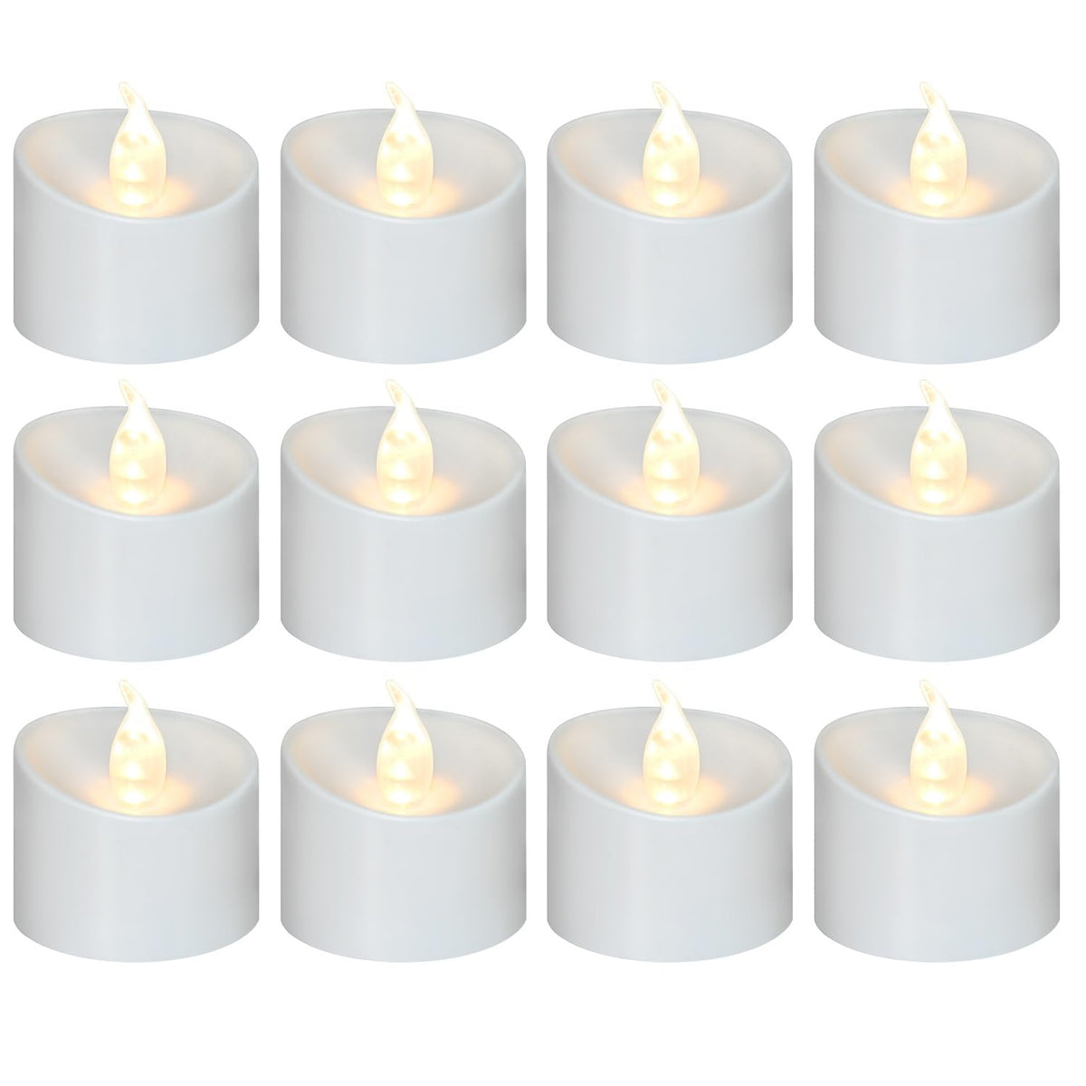 100 Pack Flickering LED Tea Lights, Last 100H+, Warm White Light