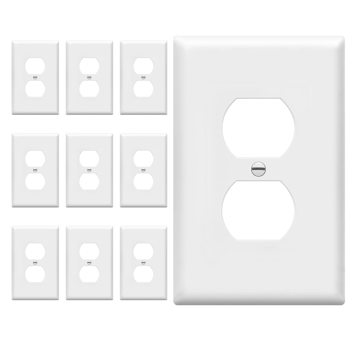 ENERLITES 10 Pack Outlet Covers Wall Plate for Duplex Receptacle, White