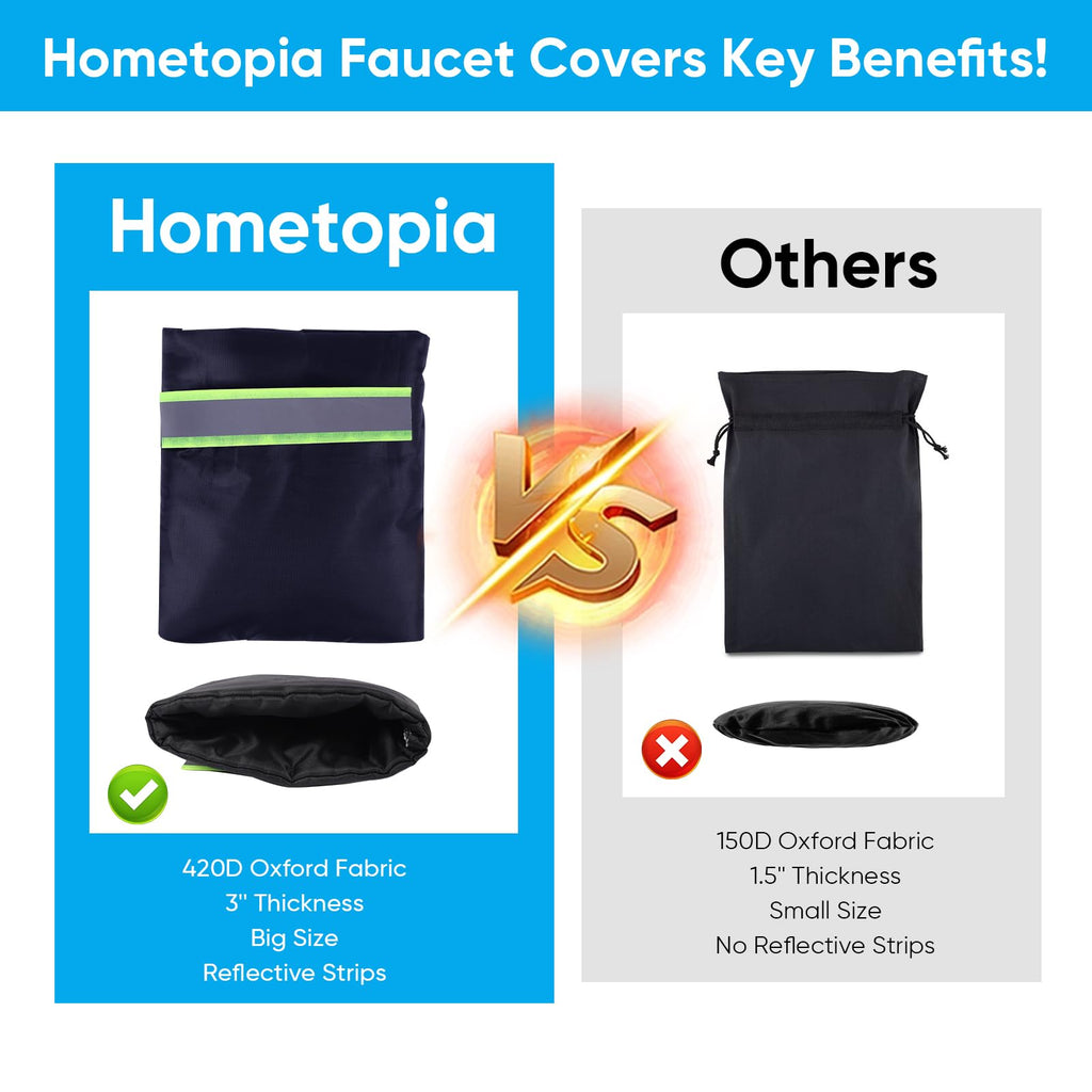 2Pack Outdoor Faucet Covers for Winter,8.5"x6.7"x2" Pro Spigot Cover Freeze Protection,Outdoor Water Socks with Reflective Strips for Winter Spigot Cover Pipe Insulation Reusable Waterproof,Black