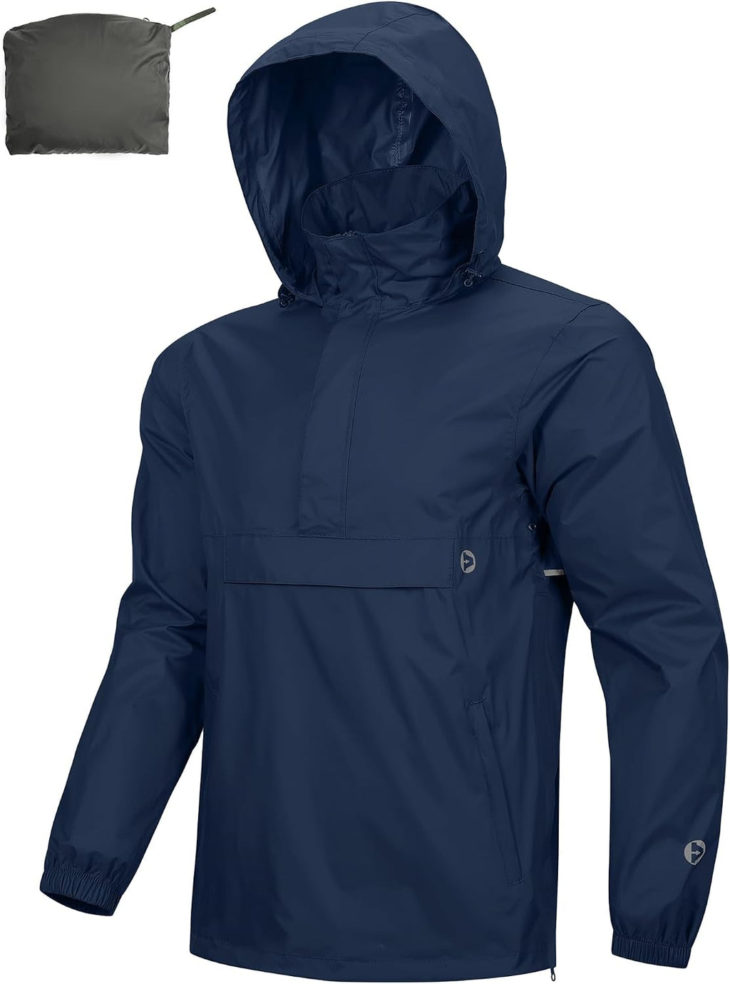 Outdoor Ventures Men's Waterproof Rain Jacket Packable Hooded Pullover