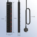 DEWENWILS 6 Way Surge Protected Extension Lead with Individual Switches