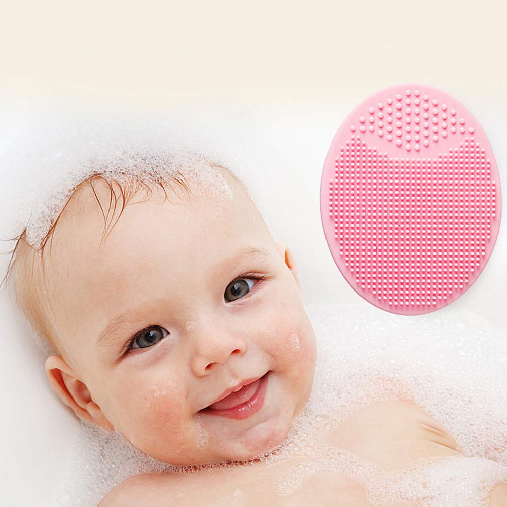 Baby Bath Brush, Baby Cradle Cap Brush, Silicone Massage Brush, Silicone Scrubbers Exfoliator Brush, Baby Skin Scrubbers Essential for Dry Skin, Cradle Cap and Eczema 2 Pack (Small-Blue&Green)