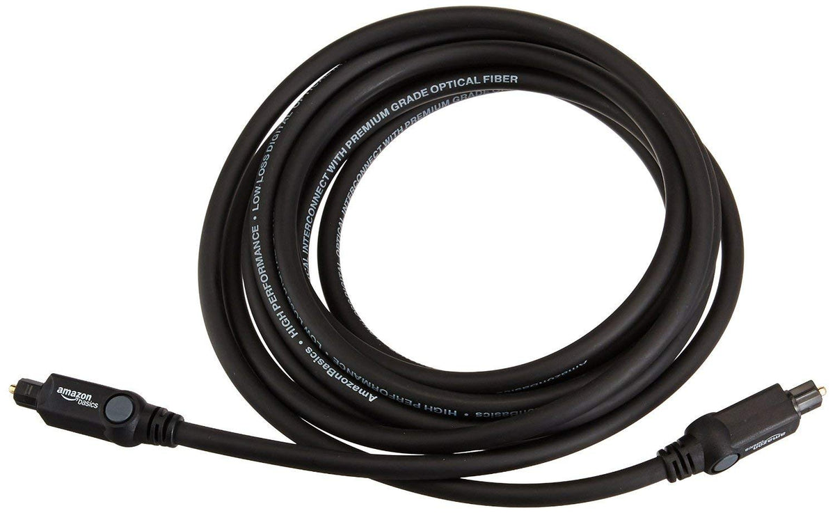 Amazon Basics Toslink Optical Audio Cable for Sound Bar, Home Theatre, 1 m, Black