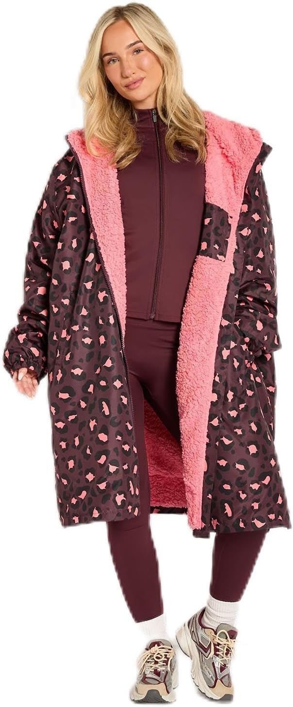 OHS Adults Drying Robe, Water-Resistant Changing Robe Gifts for Women Comfy Sherpa Privacy Robes for Women Men, Stay Dry Jacket Swimming Camping Drying Robes - S/M, L/XL