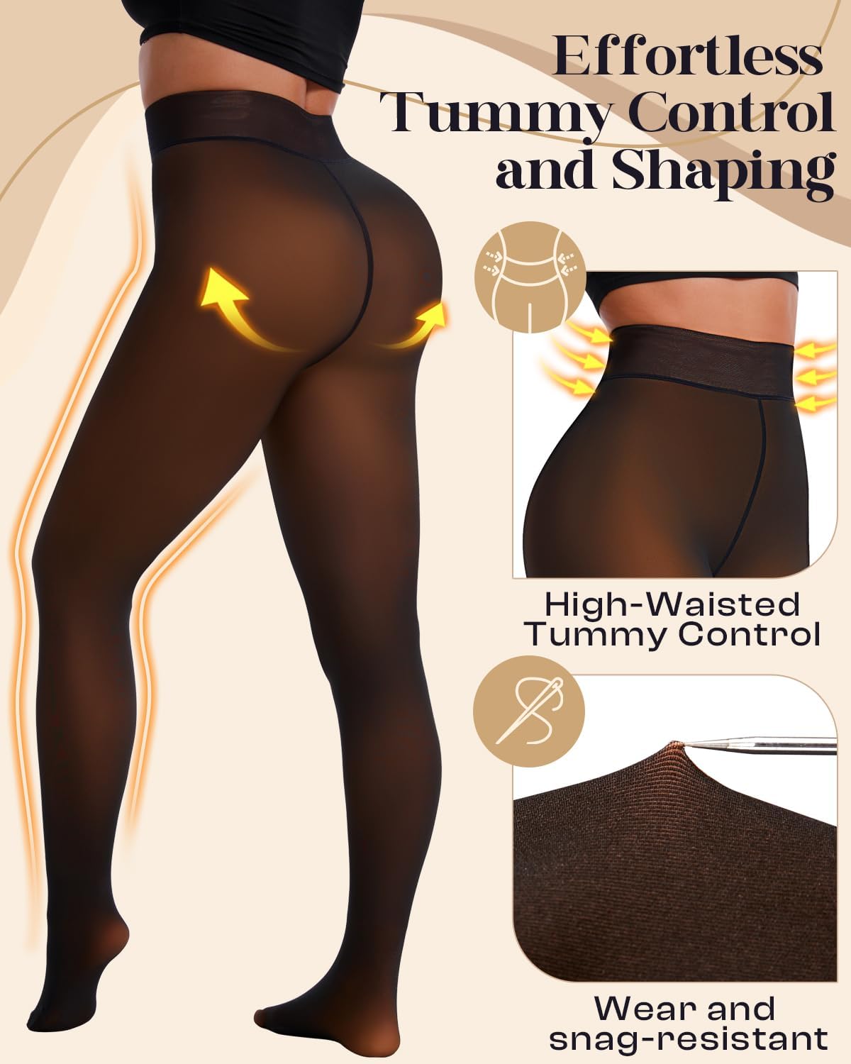 Fleece Lined Tights Leggings for Women, 230g Thick Thermal Tights
