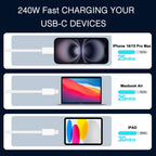 240W USB-C Charge Cable 2m, 6ft USB C to USB C Cable, Fast Charging Cord for Macbook Pro/Macbook Air/Neo, iPad Pro 12.9/11, 10th, iPad Air 5th/4th,Mini 7th/6th, iPhone 18/17/16/15/17e/Duo/Pro Max Lead