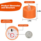 100 Pack Flickering LED Tea Lights, Last 100H+, Warm White Light