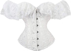 LSFYSZD Women's Lace Up Boned Overbust Corset Bustier Lingerie Bodyshaper Top Plus Size