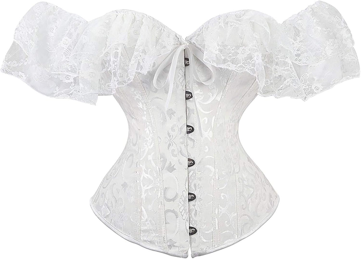 LSFYSZD Women's Lace Up Boned Overbust Corset Bustier Lingerie Bodyshaper Top Plus Size