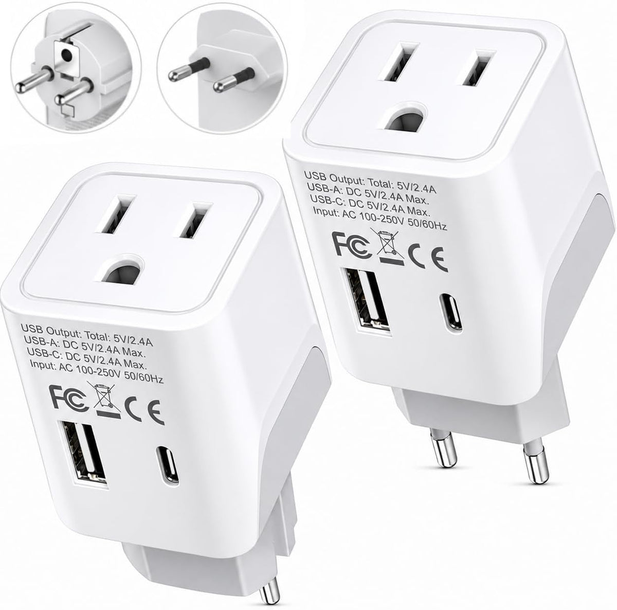 Ceptics 45W Universal Travel Adapter w/ 3 USB-A, 2 USB-C & Universal Input