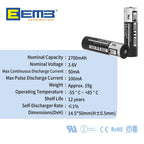 EEMB ER14505 AA 3.6V 2700mAh Lithium Battery Li-SOCL₂ Non-Rechargeable Battery SB-AA11 LS14500 TL-5903 SL-360 ER14500 for Water Electricity Meter Gas PLC Facility Equipment Spare Generic Battery (4)