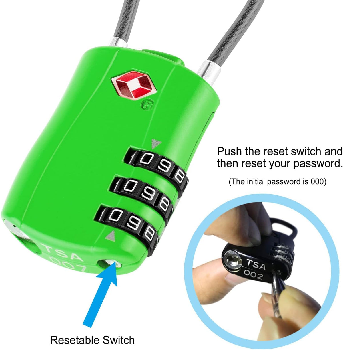 Diyife TSA Approved Luggage Locks with Flexible Steel Cable, Easy to Set up
