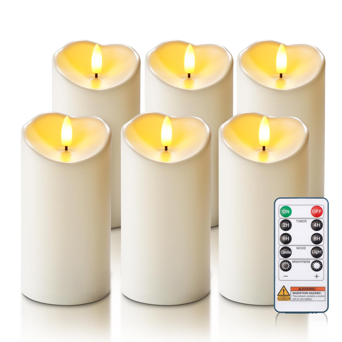 Homemory Orange Drip Real Wax Flameless Candles with Remote Timer, Set of 3