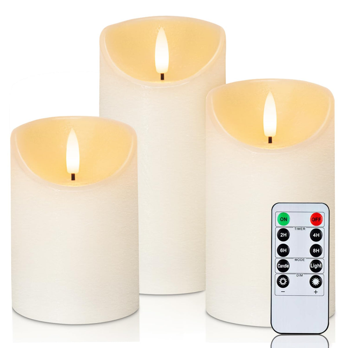 Homemory Orange Drip Real Wax Flameless Candles with Remote Timer, Set of 3