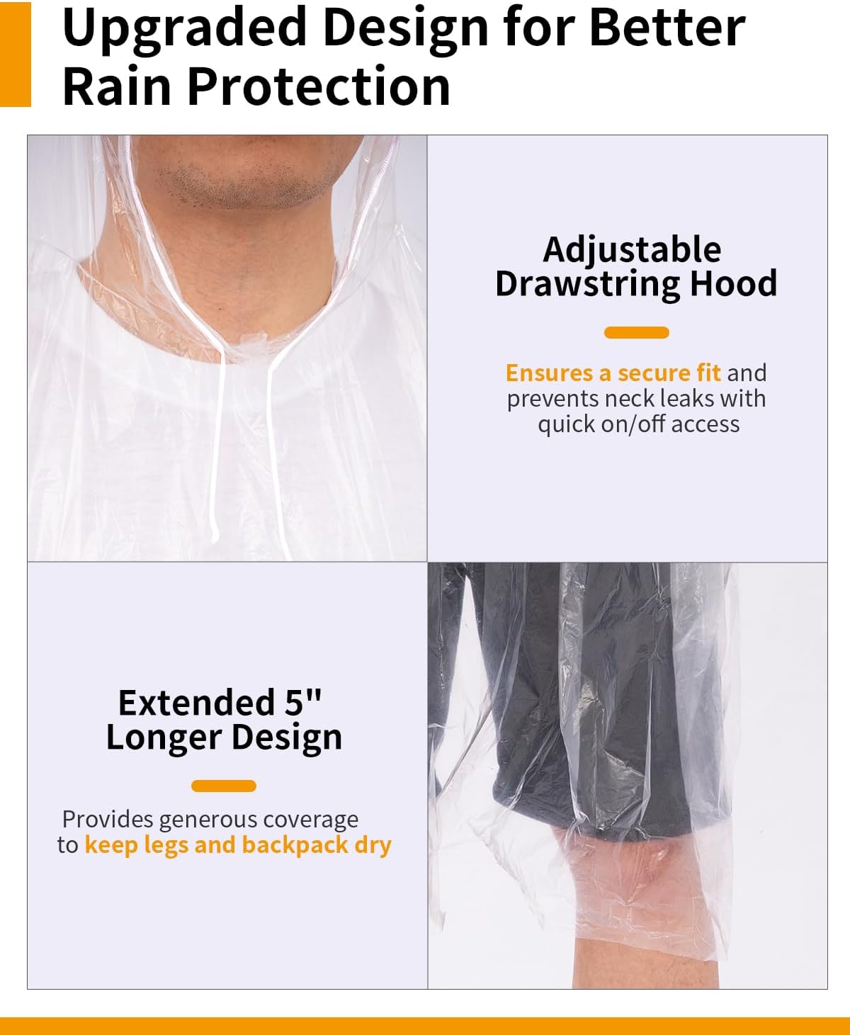 Hitituto Rain Ponchos for Adults - Extra Long Emergency Poncho with Hood, 6/12/24 Family Pack Raincoat, Home Survival Kits