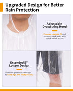 Hitituto Rain Ponchos for Adults - Extra Long Emergency Poncho with Hood, 6/12/24 Family Pack Raincoat, Home Survival Kits