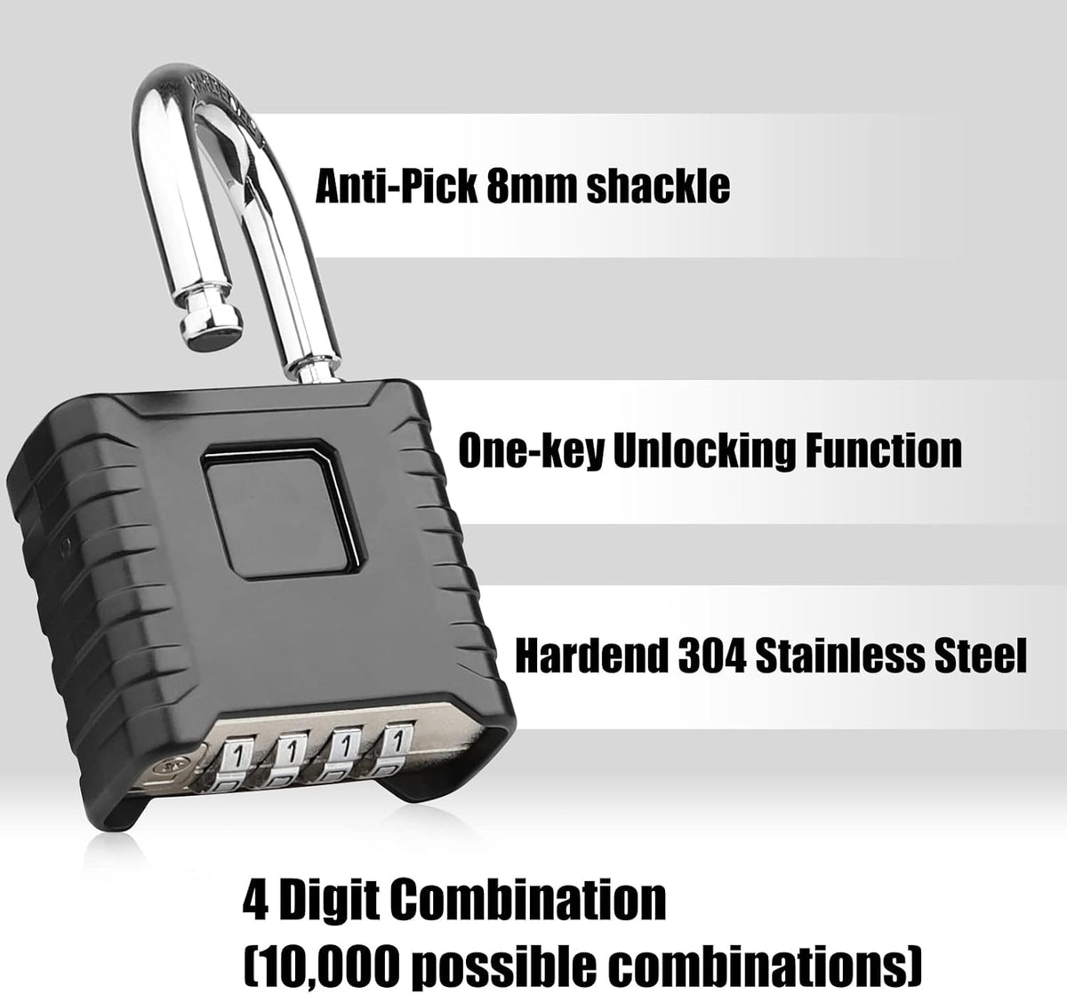 Diyife Large Heavy Duty Combination Padlocks Outdoor, 52mm Weatherproof
