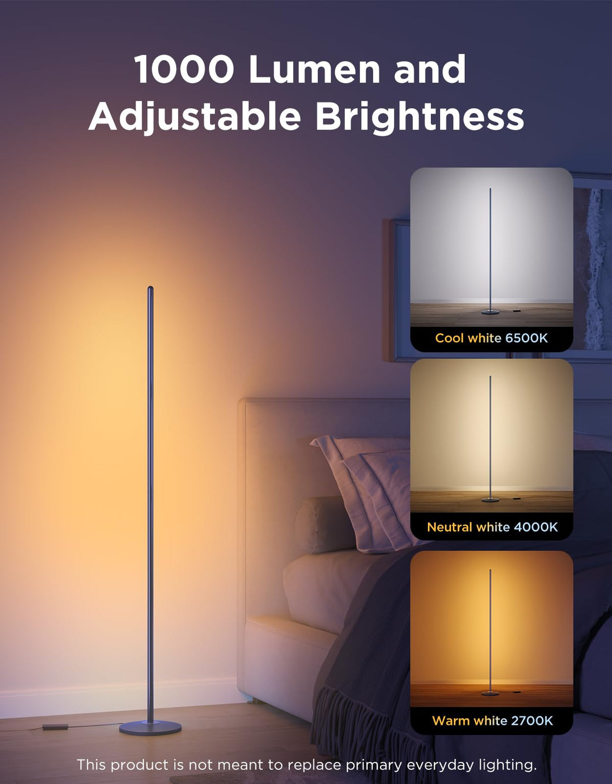 Govee RGBIC Floor Lamp Basic, 1000lm LED Corner Lamp, Black