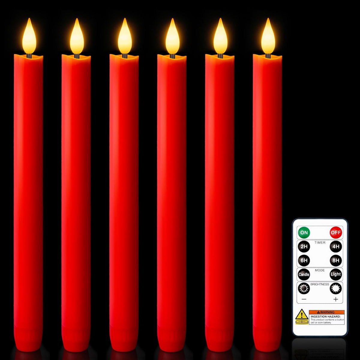 Homemory Real Wax LED Flameless Taper Candles with Remote Timer, 9.6 Inches Ivory Fake Candlesticks, Dripless Battery Operated Window Candle with 3D Flickering Flame for Fireplace Xmas Halloween