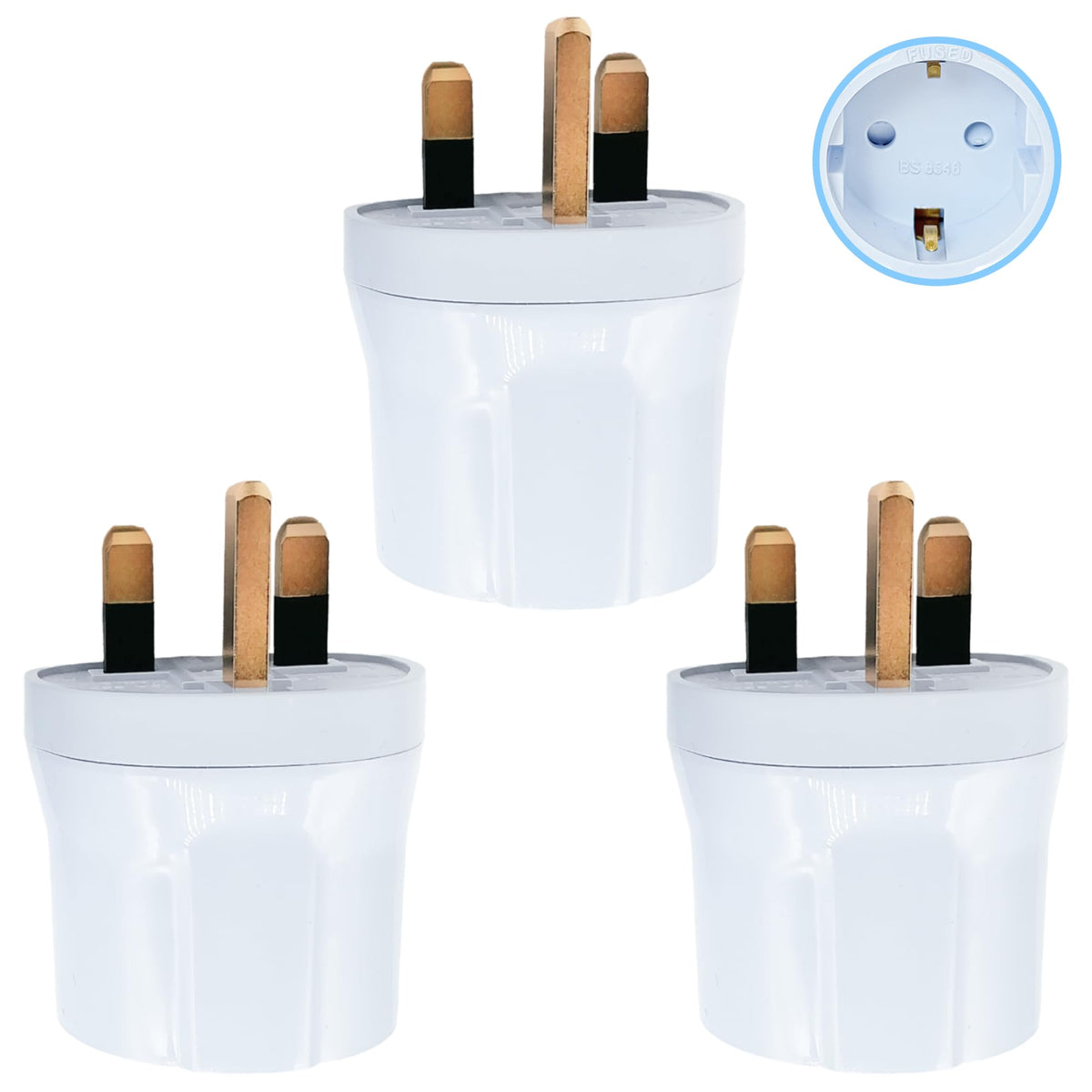 Double Dragon 2-Pack UK Electric Toothbrush & Shaver Plug Adapter | 2-Pin to 3-Pin Bathroom Converter | Supports UK EU Round & US Flat 2-Pin Plugs | 1A Fused | Compatible with Oral-B, Braun, Philips