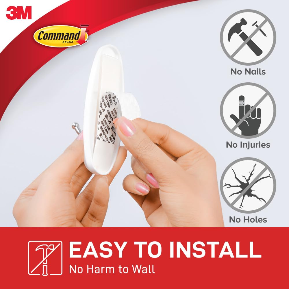 Command Medium Designer Hooks, 6 White Hooks and 9 Adhesive Strips