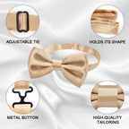 URAQT Men Pre-Tied Solid Satin Bow Tie, Adjustable Formal Bowtie