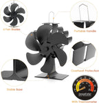 JossaColar Log Burner Fan Silent Operation | 6-Blade Stove Fans Log Burners | Wood Burner Fans Heat Powered | Fan for Wood Burning Stove | Fireplace Accessories Tools