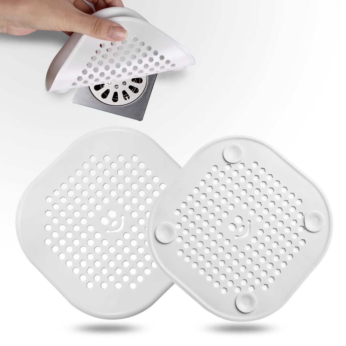 2 Pack Drain Hair Catcher Silicone Drain Cover Hair Stopper with Suction Cup for Shower Kitchen Bathroom Light Purple