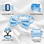 URAQT Men Pre-Tied Solid Satin Bow Tie, Adjustable Formal Bowtie