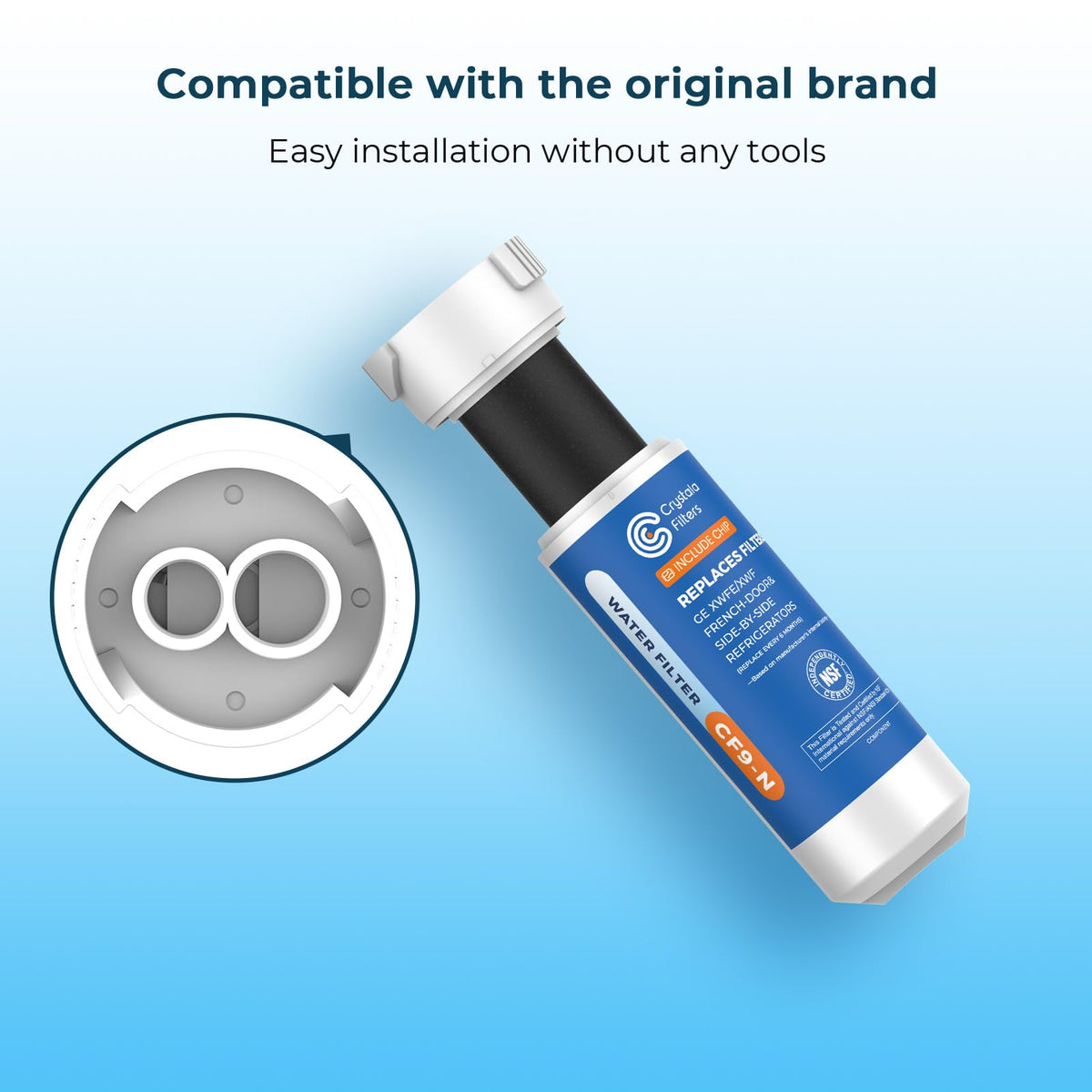 Crystala Filters XWFE (Built-in CHIP) Refrigerator Water Filter 1-Pack