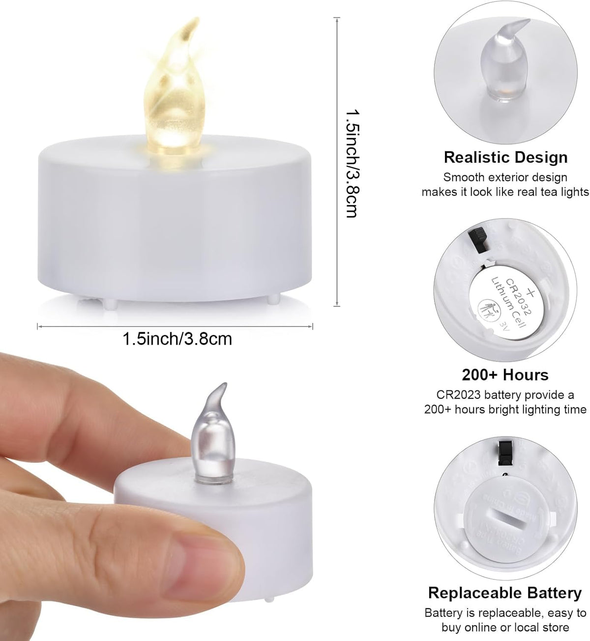 Battery Operated LED Tea Lights Flameless Flickering Candles 50PACK Blue