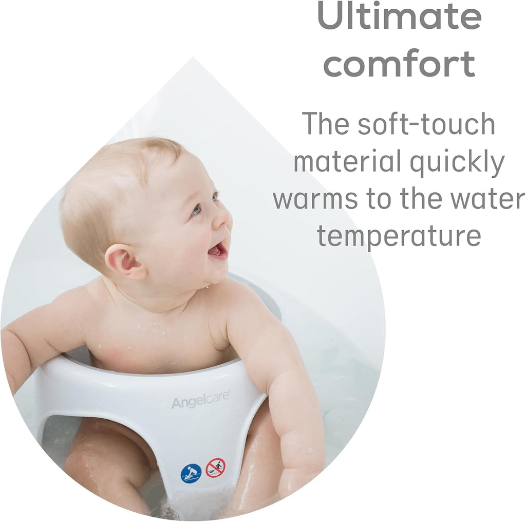Angelcare - Baby Bath Seat - Soft Touch Support - Water Level Indicator - Fixation by Suction Cups - Grey