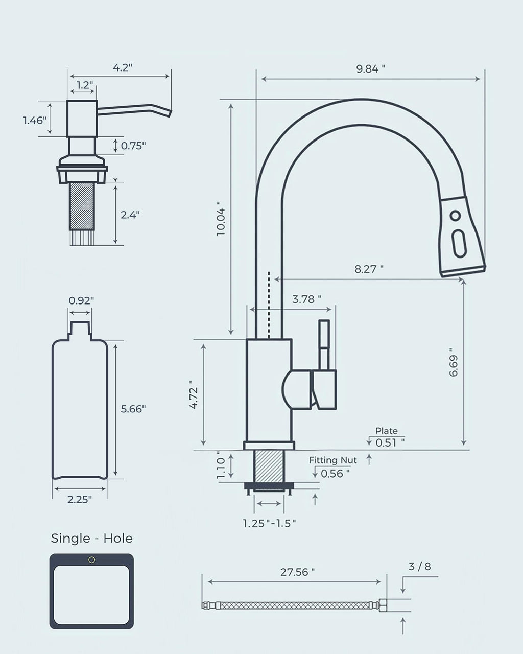 FORIOUS Kitchen Faucet with Cup Washer, Pull Down Sprayer, Brushed Nickel