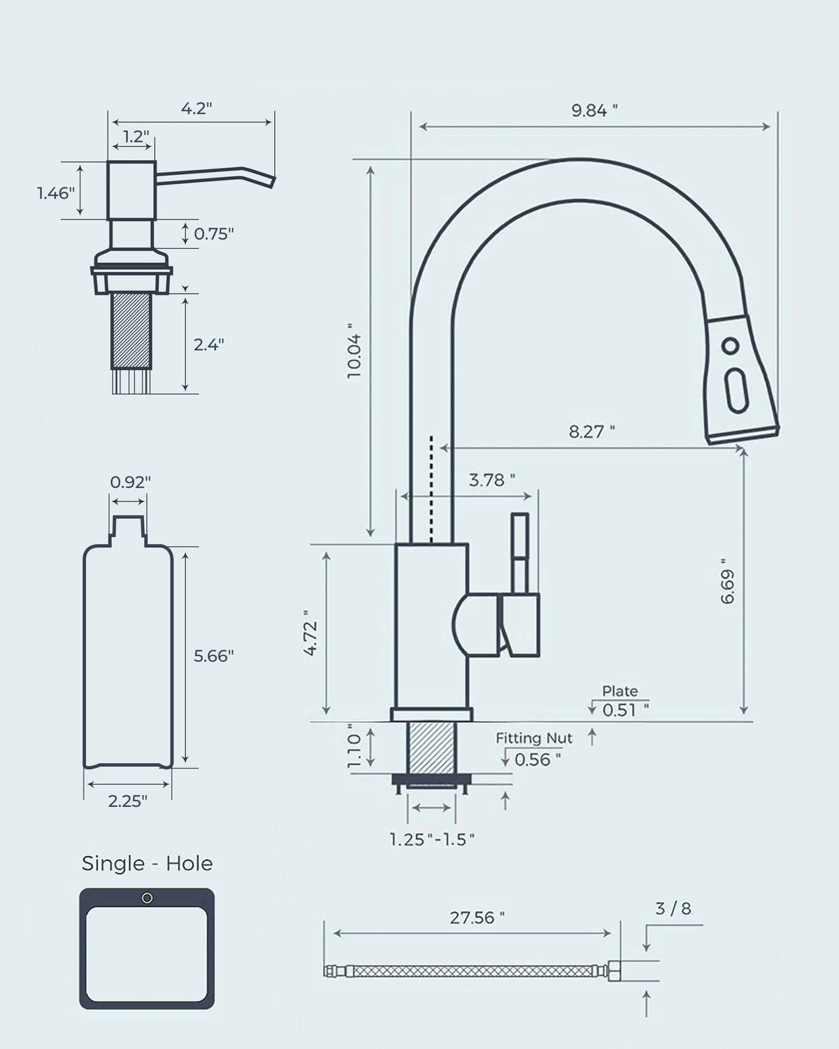 FORIOUS Kitchen Faucet with Cup Washer, Pull Down Sprayer, Brushed Nickel