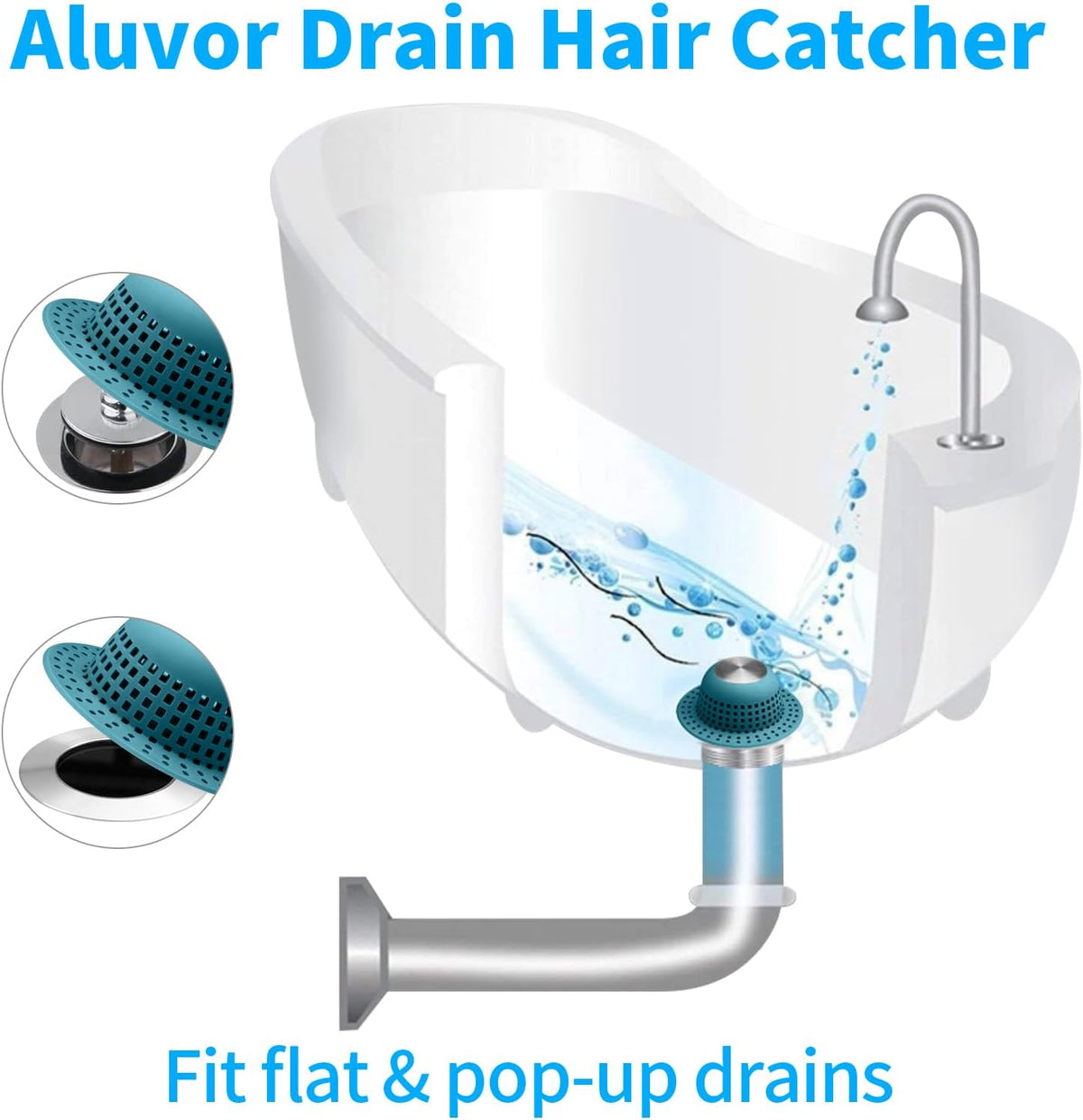 Aluvor Shower Drain Hair Catcher Bathtub Drain Cover Sink Drain Protector
