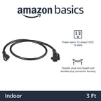 Amazon Basics Extension Cord, 3 Prong Outlet Extender, Indoor Power Cord, 13 Amps, 125V, 6 Ft, Black