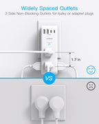 Surge Protector Outlet Extender with Rotating Plug, Multi Plug Wall Outlet
