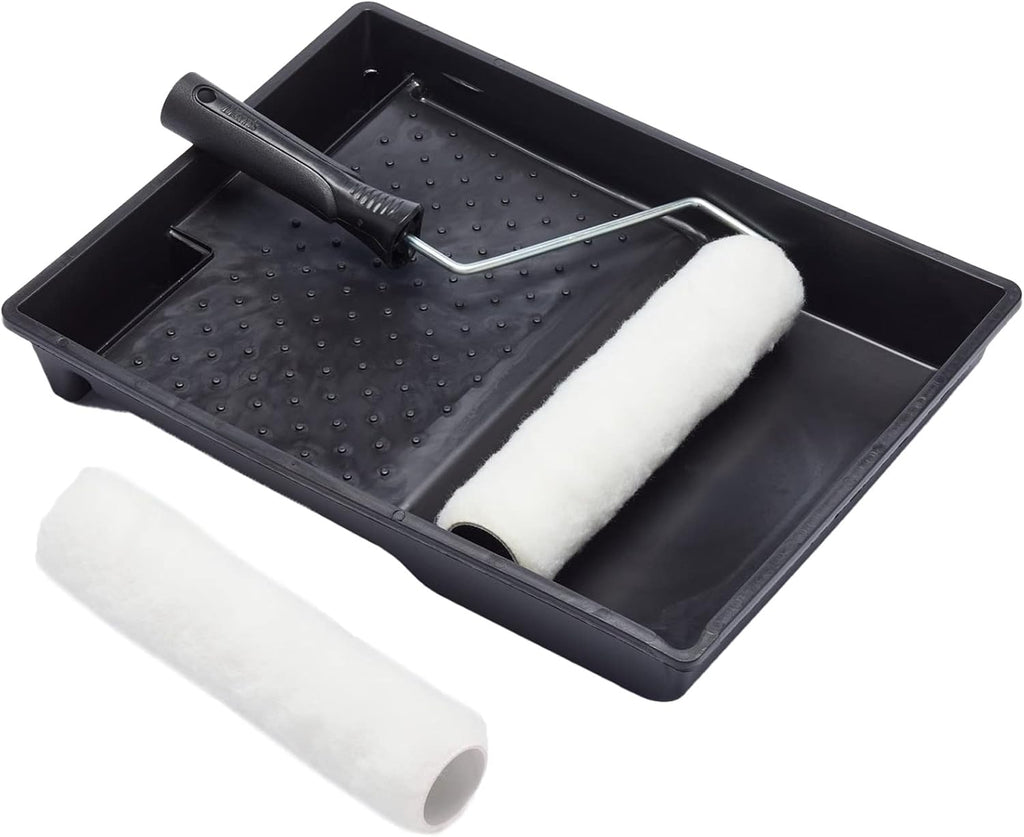 Harris Essentials Walls & Ceilings Twin Set, 1 x Tray, 1 x Frame, 2 x Roller Sleeves, 9", Black, Plastic, Polyester