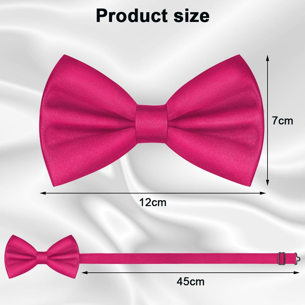 URAQT Men Pre-Tied Solid Satin Bow Tie, Adjustable Formal Bowtie