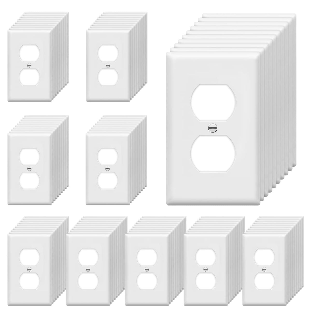 ENERLITES 10 Pack Outlet Covers Wall Plate for Duplex Receptacle, White
