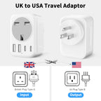 2 Pack UK To European Plug Adapter, 5 IN 1 European Travel Adaptor with 2 USB C & 2 USB A, EU Plug Adapter for Germany Spain France Turkey Greece etc (Type E/F)