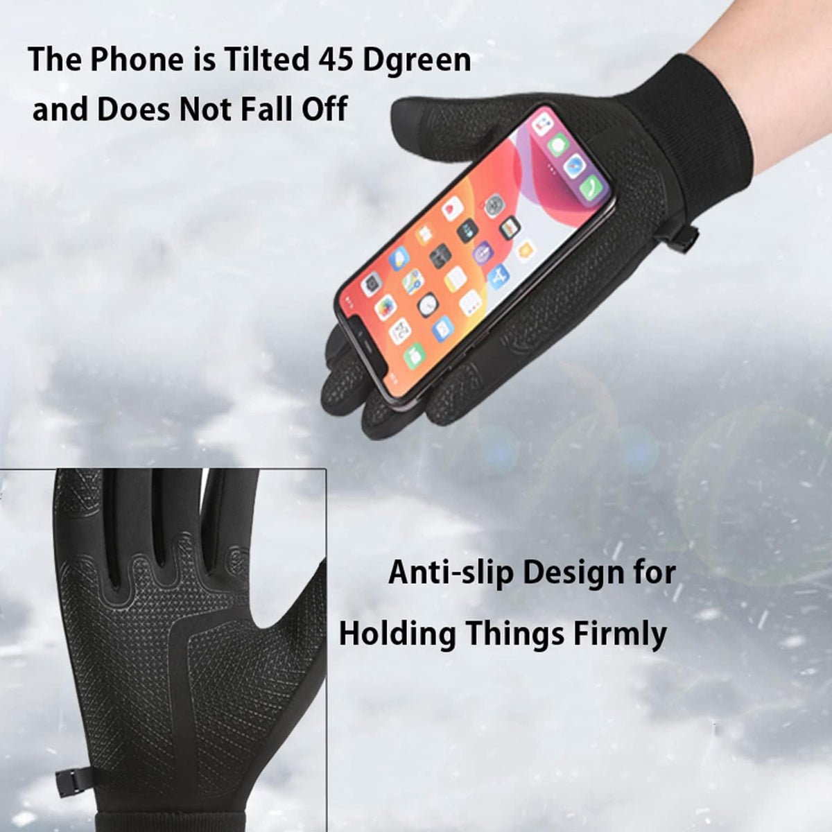 CRAZY SHARK Winter Warm Gloves, Windproof Water-Resistant Thermal Gloves