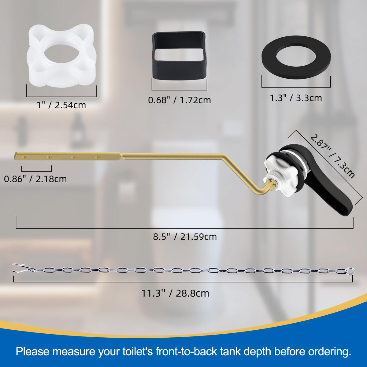 Hibbent Universal Metal Front Mount Toilet Handle Replacement Kit