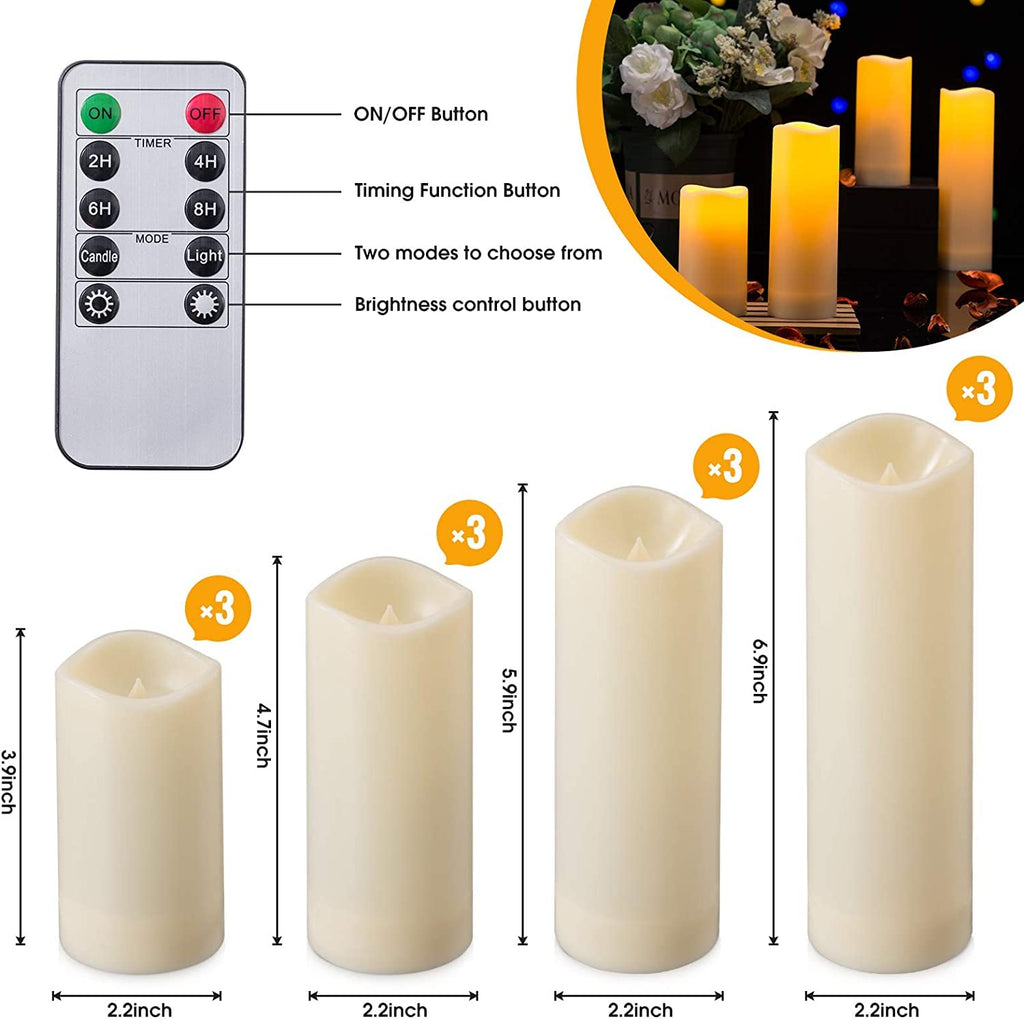 YOROXRG Solar flameless Candles Outdoor Waterproof,Dusk to Dawn Outdoor Lighting, Flickering fameless Reusable LED Light Candles for Lantern Garden Camping and Home Decor, 3D Wick (3"X6") Set of 2