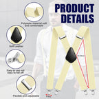 Aomig Mens Braces, Mens Suspenders with Strong Metal Clips, 3.5cm Wide Heavy Duty Suspenders for Men Women Business Wedding Casual