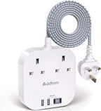 Extension Lead, Power Strips with 2 Way Outlets 4(4.5A, 2 Type C & 2 USB-A)