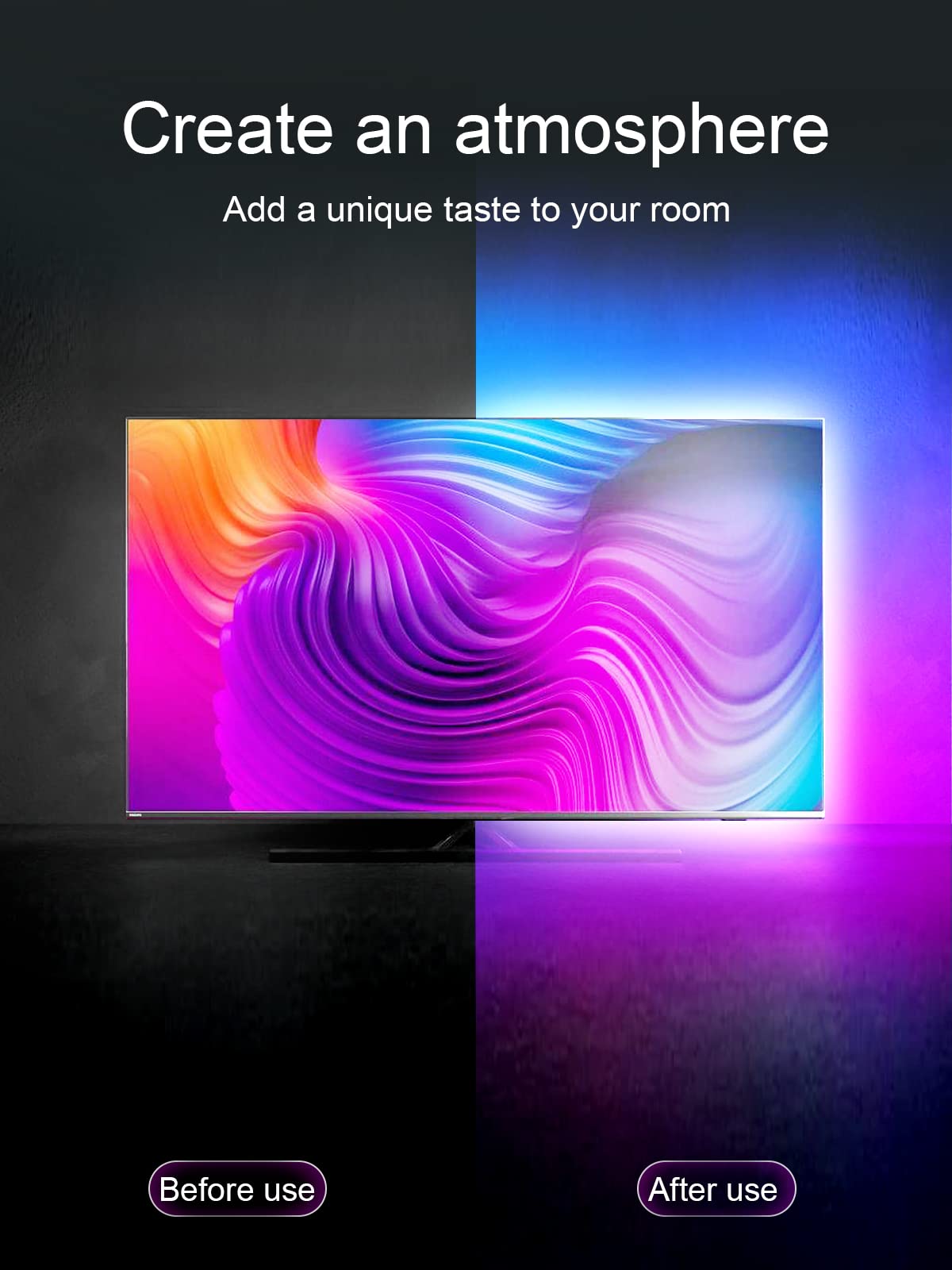 KANTUTOE TV LED Backlight, 9.84ft LED Lights for 32-45 Inch TV, RGB TV Backlight with Remote, Music Sync Bluetooth APP Control Strip Lights USB Powered for Bedroom Gaming Room Decor
