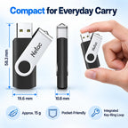 Netac 64GB USB 3.2 Flash Drive, High Speed Swivel Design Memory Stick,Up to 90/30 MB/s(R/W) Pen Drive, Thumb Drive for Data Storage, Zip Drive and jump Drive with LED Light