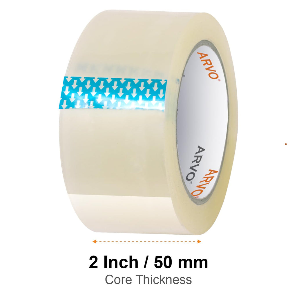 ARVO Clear Packing Tape 6 Rolls with Low Noise (48mm x 60m) - Durable Parcel Sealing Tape for Packing Boxes, Secure Packaging for Moving House