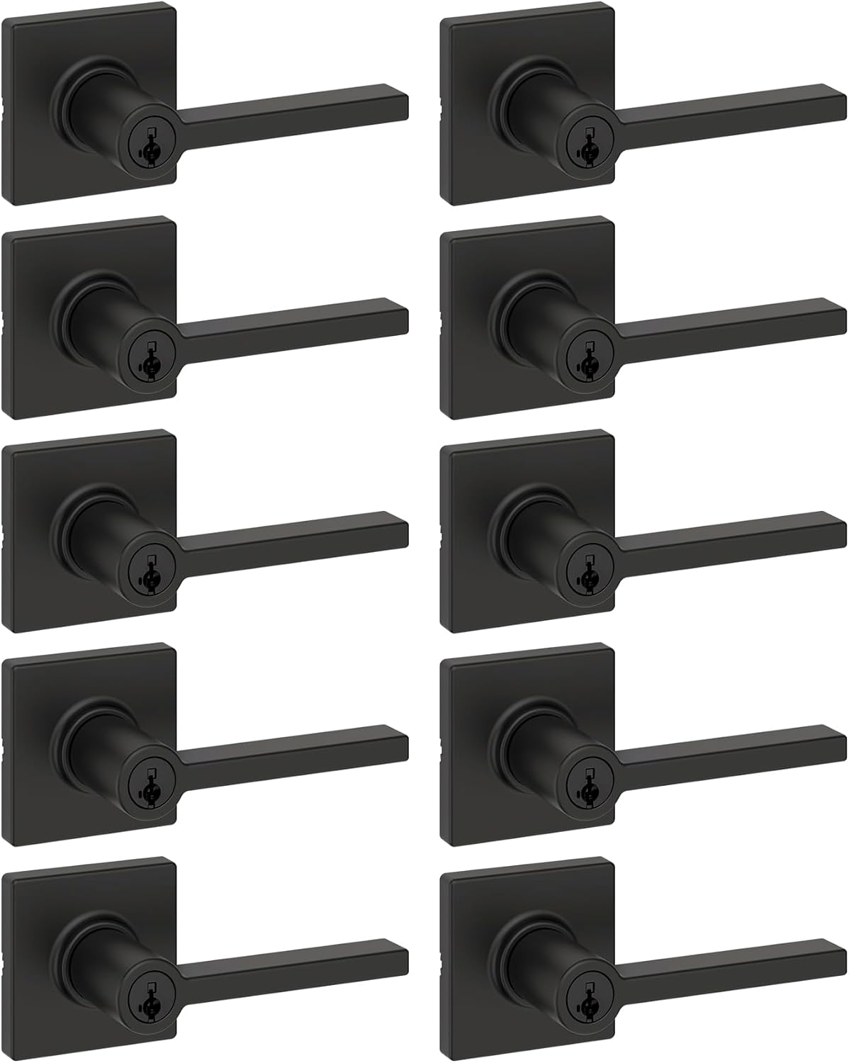 Kwikset Casey Privacy Door Lever with Lock, Matte Black